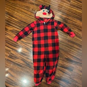 Holiday #Fam Jams | Red Plaid Reindeer Onsie